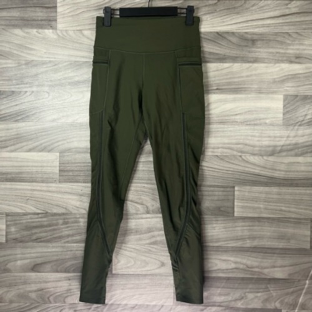 Victoria Sport Womens Knockout Tight Leggings Green Pull On Pockets Stretch‎ S